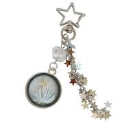 Guaber Support unique sur le thème de la mer combinant pendentif en verre fait à la main et véritables accents marins pour porte-clés marin en alliage tendance personnalisé, blanc, taille unique