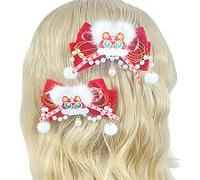 Guaber Sweet Tiger Bows Barrette en dentelle avec nœuds en dentelle et ruban à volants pour événement spécial, spectacle de scène du Nouvel An