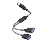 Guaber Type C Male À 2 Adaptateurs De Câble Femelle USB Convertisseur Cordon Séparateur OTG Splitteur Câble Données Carapace Multiple