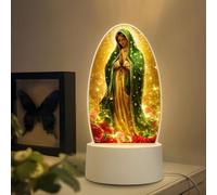 Guadalupe Lampe de prière vierge alimentée par USB, lampe religieuse avec lueur chaude, veilleuse de prière de Marie, lampe de table catholique à LED pour femmes religieuses, maman, bienheureuse mère