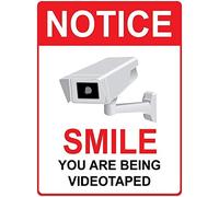 Guadalupe Ross Plaque en métal avec inscription « Notice Smile You are Being Videotaped » - Décoration murale - 30,5 x 20,3 cm