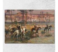 Guadare Le Ruisseau Algérie Frederick Arthur Bridgman, Fab23 Tableau imprimé sur toile, Fine Art assemblé prêt à accrocher 100 x 70 cm