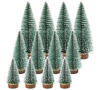 Guador 12 pièces de sapin de Noël artificiel, mini sapin de Noël, petit mini sapin de Noël vert 3 tailles 10/15/20 cm Sapin de Noël artificiel, mini petite décoration de table artificielle fenêtre DIY