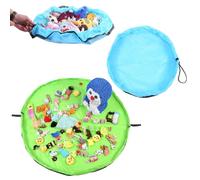 Guador 2 Pièces Organisateur De Jouets Couverture Sac Jouet Tapis De Rangement Sac Tapis De Jeu Sac À Cordon Avec Capuche Comme De Voyage Pour Enfants Rangement (Vert bleu clair)