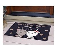 Guador Paillasson Tapis de Porte de Bienvenue Extérieur Avec Base Antidérapant - Tapis Entrée Absorbant Bienvenus Chez Nous (Chiots)