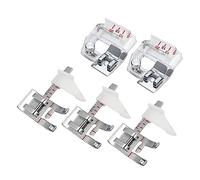 Guador Pied de Biche avec Guide Réglable Pied de Biche Biais Réglable de 5 à 20mm Pied Presseur Surjeteuse Générique Pied de Biche Machine à Coudre kit Pieds-de-Biche Multifonctionnel 5pcs (Échelle)