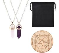 Guador Star Pendulum Board, avec cristal rose et améthyste Collier de pendule de radiesthésie, babillard métaphysique de divination de radiesthésie Witchcraft Kit de fournitures d'autel Wiccan,