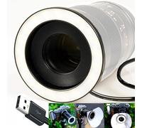 Gua'ge Anneau lumineux LED pour macrophotographie 72 mm Luminosité 7 W Température de couleur 3 températures de couleur pour objectif d'appareil photo reflex numérique Avec bague adaptateur USB