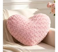 Guaginmy Coussin en forme de cœur rose - Coussin câlin en peluche, coussin décoratif Love, coussin de jeté en peluche pour salon, chambre d'enfant, chambre à coucher - Cadeau 26x36 cm