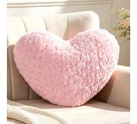 Guaginmy Coussin en forme de cœur rose - Coussin moelleux en peluche - Coussin décoratif d'amour - Oreiller jeté en peluche Heart Throw pour salon, canapé, chambre d'enfant, lit - Cadeau 38x48 cm