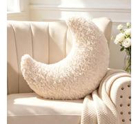 Guaginmy Coussin lune beige en forme de lune - Coussin câlin - Joli coussin décoratif esthétique - En peluche - Pour salon, canapé, enfant, chambre à coucher, lit, cadeau - 43 cm
