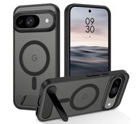 GUAGUA Coque magnétique pour Google Pixel 9/9 Pro avec béquille fine anti-chute, protection case pour Google Pixel 9/9 Pro avec support de support, givré translucide, noir