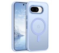 GUAGUA Coque magnétique pour Google Pixel 9a, compatible avec MagSafe, étui de protection anti-chocs de téléphone fin givré translucide pour Google Pixel 9a, bleu clair