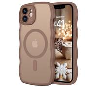 GUAGUA Coque magnétique pour iPhone 11 - Compatible avec MagSafe, Coque cadre ondulée fine, givrée, dos mat translucide anti-trace, compatible avec MagSafe, Couleur du désert