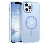 GUAGUA Coque magnétique pour iPhone 12 Pro Max, compatible avec MagSafe, étui de protection antichoc de téléphone fin givré translucide Opoca antichute dur PC TPU souple de protection cas bleu clair