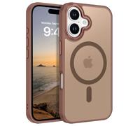 GUAGUA Coque magnétique pour iPhone 16, compatible avec MagSafe, étui pare-chocs de téléphone glacé translucide Opoca antichute dur PC TPU souple de protection cas de titane sable Desert Titanium