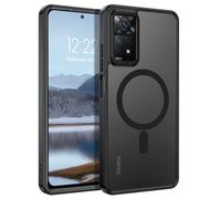 GUAGUA Coque magnétique pour Xiaomi Redmi Note 11 Pro (EU), compatible avec MagSafe, étui de protection antichoc fin givré translucide dur PC TPU souple protecteur case Redmi Note 11 Pro, noir