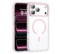 GUAGUA Coque pour iPhone 17 Pro Max 6.9" Compatible avec MagSafe Recharge sans Fil Protection Antichoc Qualité Militaire Résistante aux Rayures et aux Chocs Dos Transparente,Rose