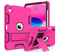 GUAGUA Étui 3 en 1 pour iPad 10e génération, 11,9" 2022, iPad 10,9" pour enfants avec porte-crayon et béquille, robuste, antichoc et anti-rayures pour iPad 10e, rose vif