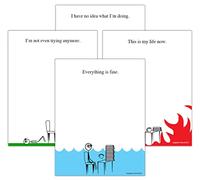 Guajolote Prints Lot de 4 blocs-notes amusants avec inscription « Everything is Fine, This is my life Now, I have no idea what I'm doing, and I'm not even trying anymore »