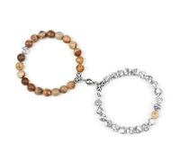 Gualiy 2Pcs Bracelet Pierre, Bracelet Turquoise 8mm Bracelets Pierre Elastique Femme 18-19CM
