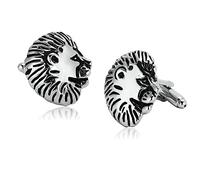 Gualiy Acier Inoxydable Boutons de Manchette pour Homme, Boutons Manchette Homme Tête de Lions Argent Noir Bouton de Manchette