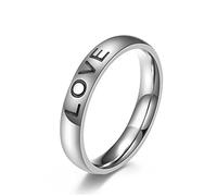 Gualiy Bague Acier Homme Inoxydable, Bagues 4MM LOVE Bagues Taille 52