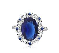 Gualiy Bagues de Fiançailles Femme, Bague Mariage Plaqué Or Blanc Ovale Forme Bleu Royal Oxyde de Zirconium Bagues Reglable