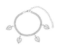 Gualiy Bracelet Chevilles Argent, Zirconium Chaîne de Tennis avec Feuille Bracelet Cheville Sexy 21.5+10cm