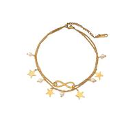 Gualiy Bracelet de Cheville en Acier Inoxydable Femme Or, Chaîne à Double Couche avec Infini Étoile Bracelet Cheville Sexy