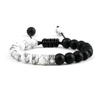 Gualiy Bracelet de Perle, Bracelet en Pierre Mate de 8mm Bracelets Reglable Homme 17-30CM