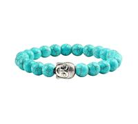 Gualiy Bracelet de Pierre Homme, Bracelet Turquoise Bleu avec Tête de Bouddha Bracelets Perle Elastique pour Femmes