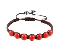 Gualiy Bracelet en Perle, Bracelet Tressé en Pierre Rouge 8mm Bracelets Pierre Reglable pour Hommes Femmes 19-35CM