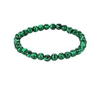 Gualiy Bracelet en Perles Femmes, Bracelet en Pierre de Malachite 6mm, Bracelet Elastique Perle pour Hommes 19CM
