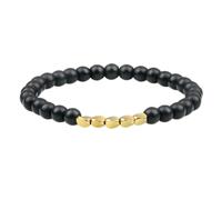 Gualiy Bracelet en Pierres, Bracelet en Pierre Noir Mate de 6mm Bracelets Elastique pour Hommes Femmes 18CM