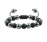 Gualiy Bracelet Homme en Perle, Bracelet en Hématite Mate de 8mm Bracelets Pierre Reglable pour Femmes 17-30CM
