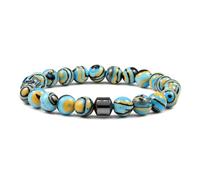 Gualiy Bracelet Homme en Perle, Bracelet en Malachite 8mm avec Hématite Bracelets Elastique Pierre pour Femmes 18CM