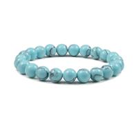 Gualiy Bracelet Homme en Perle, Bracelet Turquoise Bleu Clair 8mm Bracelets de Pierre Elastique pour Femmes 19CM