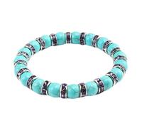Gualiy Bracelet Homme Pierre, Bracelet Turquoise 8mm avec Zirconium Violet Bracelets Perle Femme Elastique 18CM