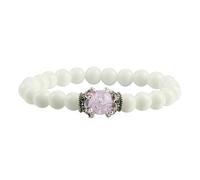 Gualiy Bracelet Perle Hommes, Bracelet en Porcelaine Blanc 8mm avec Couronne Bracelets Elastique pour Femmes