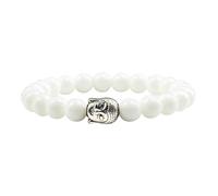 Gualiy Bracelet Perle Naturelle, Bracelet de Perles Blanc avec Tête de Bouddha Bracelets Elastique pour Hommes Femmes