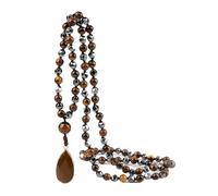 Gualiy Bracelet Perle Pierre Naturelle, Bracelet Œil de Tigre 6mm avec Pendentif LarmeBracelets Elastique Homme Pierre