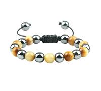 Gualiy Bracelet Pierre Naturelle Homme, Bracelet Hématite Œil de Tigre 8mm Bracelets Reglable Pierres pour Femmes 17-30CM