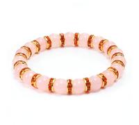 Gualiy Bracelets de Pierres, Bracelet en Pierre Rose de 8mm avec ZirconiumBracelets Elastique pour Hommes Femmes