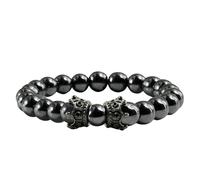 Gualiy Bracelets Homme Pierres, Bracelet en Hématite 8mm avec CouronneBracelets Elastique Femme Perle
