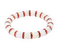 Gualiy Bracelets Homme Pierres, Bracelet en Pierre Blanc de 8mm avec Zirconium Bracelets Elastique pour Femmes 18CM
