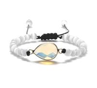 Gualiy Bracelets Hommes Perles, Bracelet Œil de Chat 6mm avec Breloque Larme Reglable Bracelets Pierre pour Femmes 17-28CM