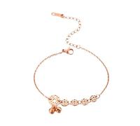 Gualiy Chaine Cheville Acier Inoxidable Or Rose, avec Monnaie et Cloches Bracelet Cheville Femme 20+5cm