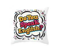 Gualiy Housse de Coussin avec Fermeture Éclair, Housse de Coussin 40x40cm Do You Speak English? Housses de Coussin pour Patio Extérieur Jardin Salon Canapé