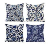 Gualiy Lot de 4 Taie d'oreiller avec Fermeture Éclair, Housse d'oreiller 40x40cm Paisley Floral Modèle Housse de Coussin pour Canapé Salon Chambre à Coucher